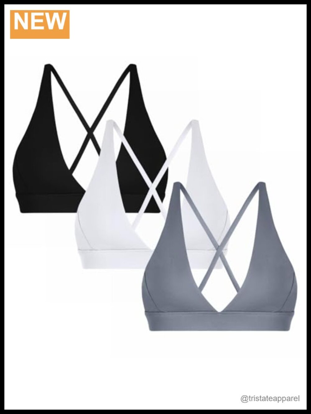 INIBUD Sports Bra Push Up Strappy Workout Top Padded Deep V-Neck Bralette with